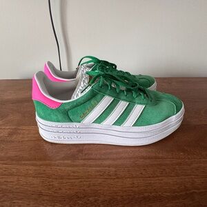 Adidas Women's Green and Pink Platform Sneakers